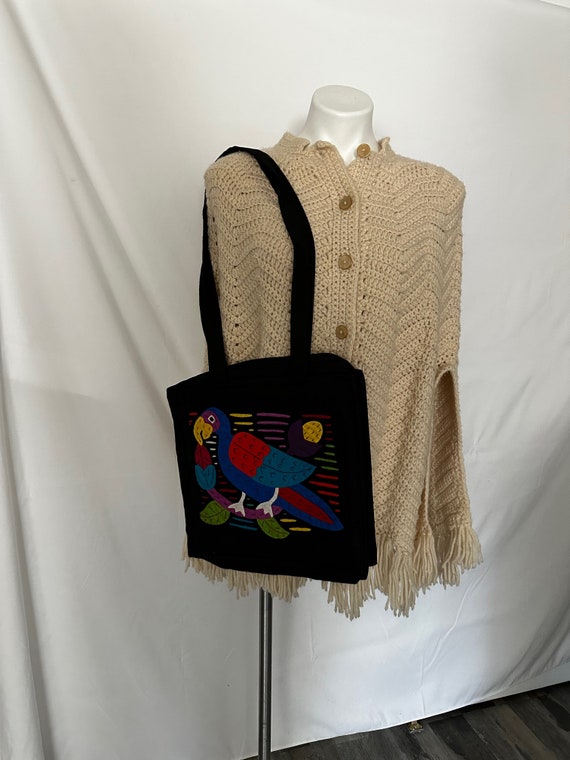 Vintage Quilted Mola Parrot Shoulder Bag - Purse … - image 2