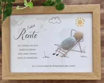 Steinbild Geschenk zur Rente Ruhestand personalisiert