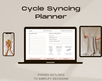 Pink Cycle Syncing Digital Planner - Menstrual Tracker, Daily iPad Planner, Canva Template, Women's Health, Menstrual Guide, Body Rhythm