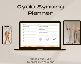 Orange Cycle Syncing Digital Planner - Menstrual Tracker, Daily iPad Planner, Canva Template, Women's Health, Menstrual Guide, Body Rhythm