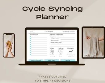 Blue Cycle Syncing Digital Planner - Menstrual Tracker, Daily iPad Planner, Canva Template, Women's Health, Menstrual Guide, Body Rhythm