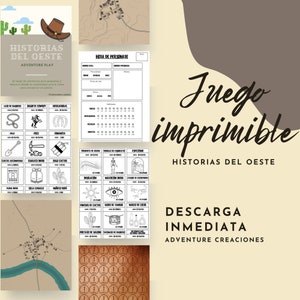 Juego de mesa imprimible del OESTE, para niños y adultos descargable para imprimir