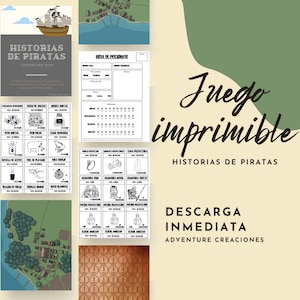 Juego de mesa imprimible de PIRATAS, para niños y adultos descargable para imprimir