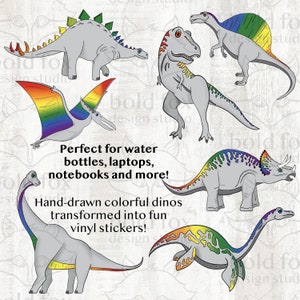 Rainbow Dino Stickers