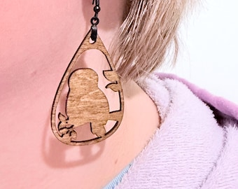 Handmade Wood Animal Earring Grab Bag | 4 Pair | Hypoallergenic | Owl Bear Fox Moose Deer