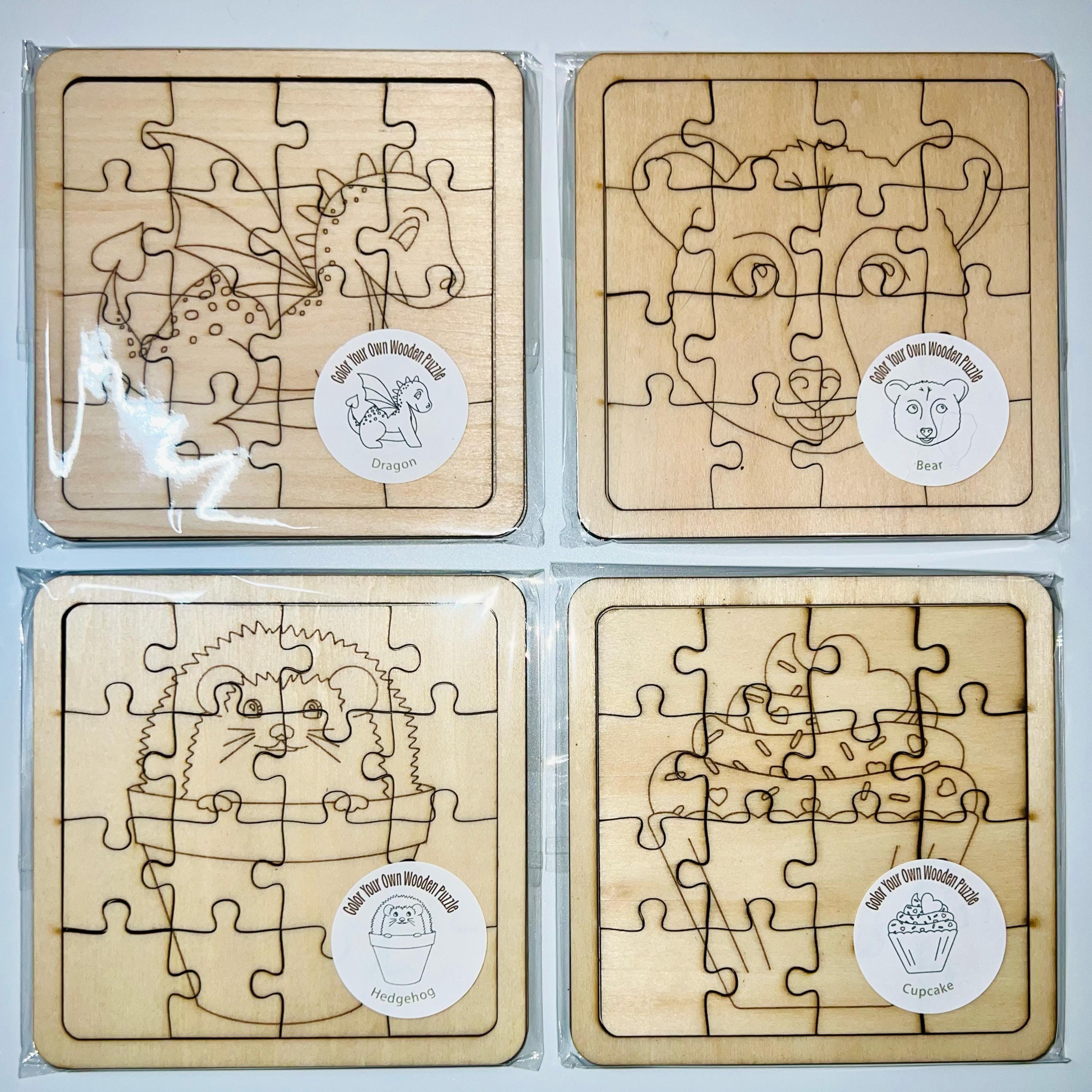 Color Your Own Wooden Puzzle – 2-layer Hand-drawn Designs - Etsy