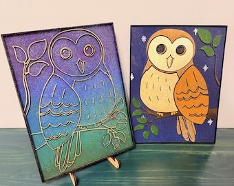 Hand-Painted Owl Wall Art – Layered Wood Owl Decor