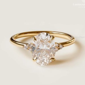 2 Carat Oval Lab Grown E VVS2 Diamond Ring / 2 CT Oval Diamond Thin Engagement Ring / Dainty Ring / 14k Gold Elongated Oval Diamond Ring