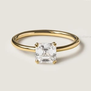 1.25 Carat IGI Certified F color VVS2 Clarity Asscher Cut Lab Grown Diamond Solitaire Engagement Ring 14k White Gold