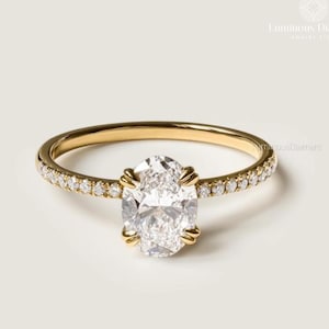 1.20 Karat Oval Lab Grown F VS2 Diamant Ring / 1 CT Oval Diamant Dünner Verlobungsring / Zierlicher Ring / 14k Gold Länglicher ovaler Diamantring