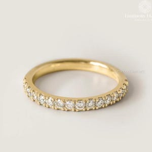 Runder Schnitt Laborgewachsener Diamantband Volle Ewigkeit Hochzeitsband Passend / stapelbar Band Jubiläumsgeschenk für Frauen Minimalist Band für Frau