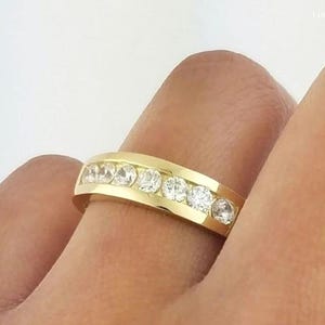 14k Solid Yellow Gold Men&#39;s 0.50 Ct, Diamond Wedding Band Engagement Ring Cubic Zirconia, Wedding Gift Band For Men&#39;s, Anniversary Gift Ring