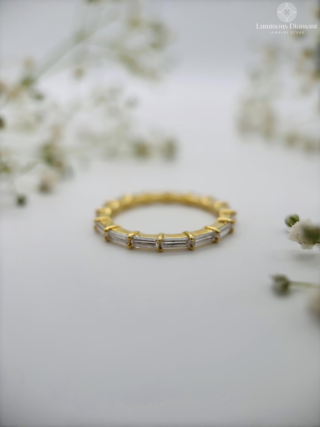 Baguette Lab Grown Diamond Eternity Band, Minimalist Wedding Ring - Etsy