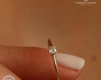 IGI Certified Lab Grown Diamond Engagement Ring, Solid Gold, Round Cut