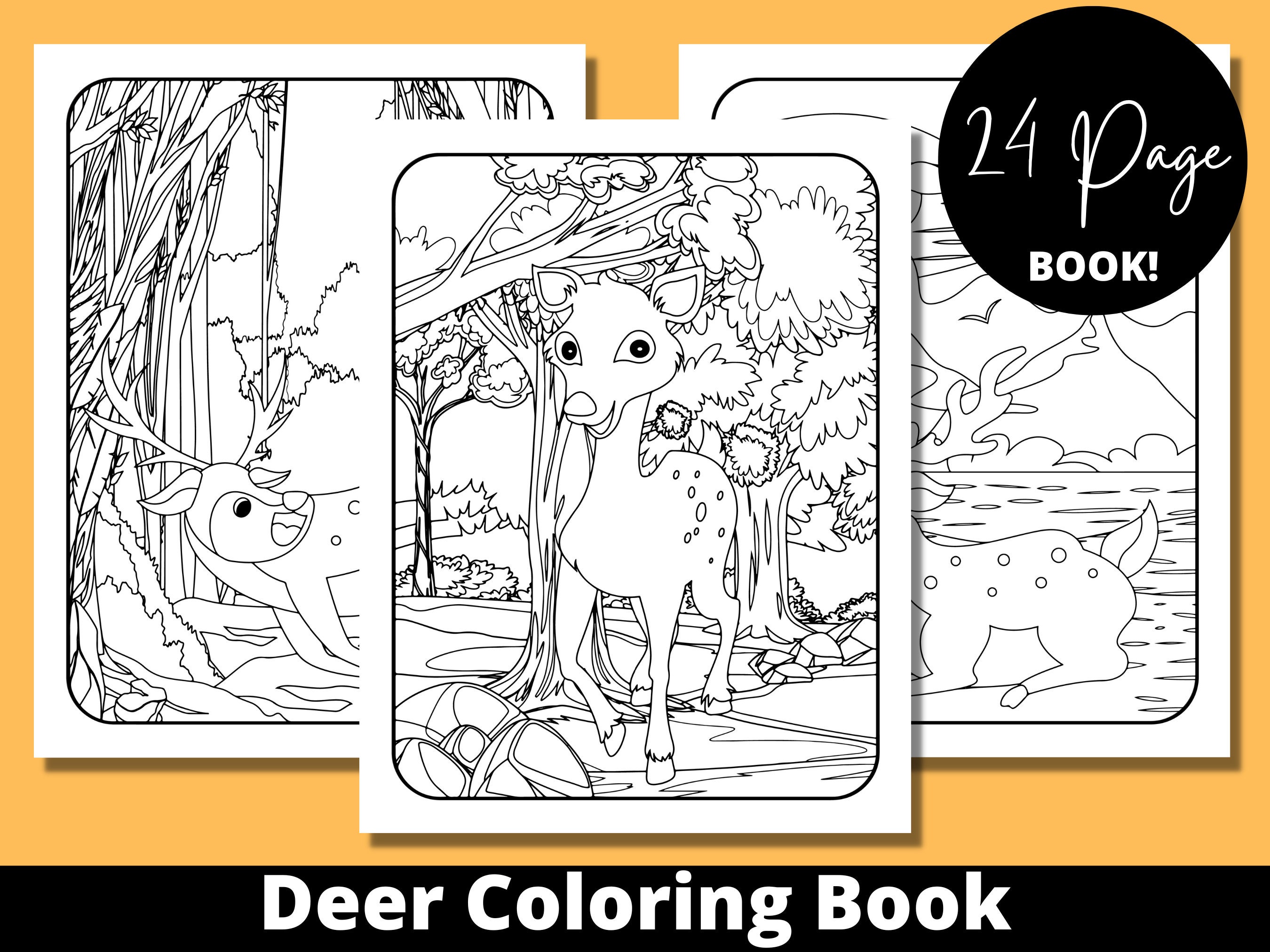 Deer Coloring Book Adult Coloring Book Deer Gifts Custom - Etsy