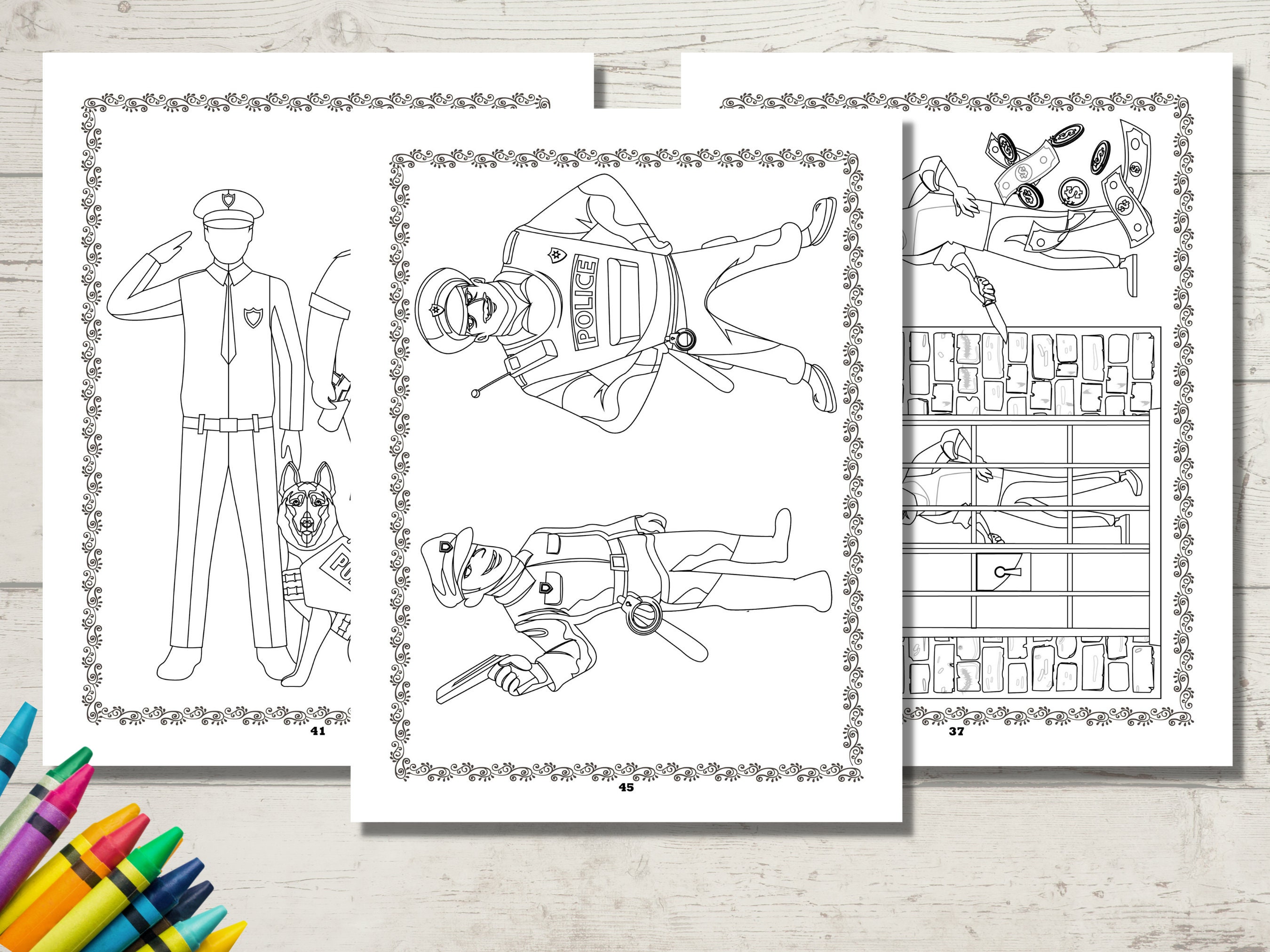 Police Coloring Book, Adult Coloring Book, Police Gifts, Custom
