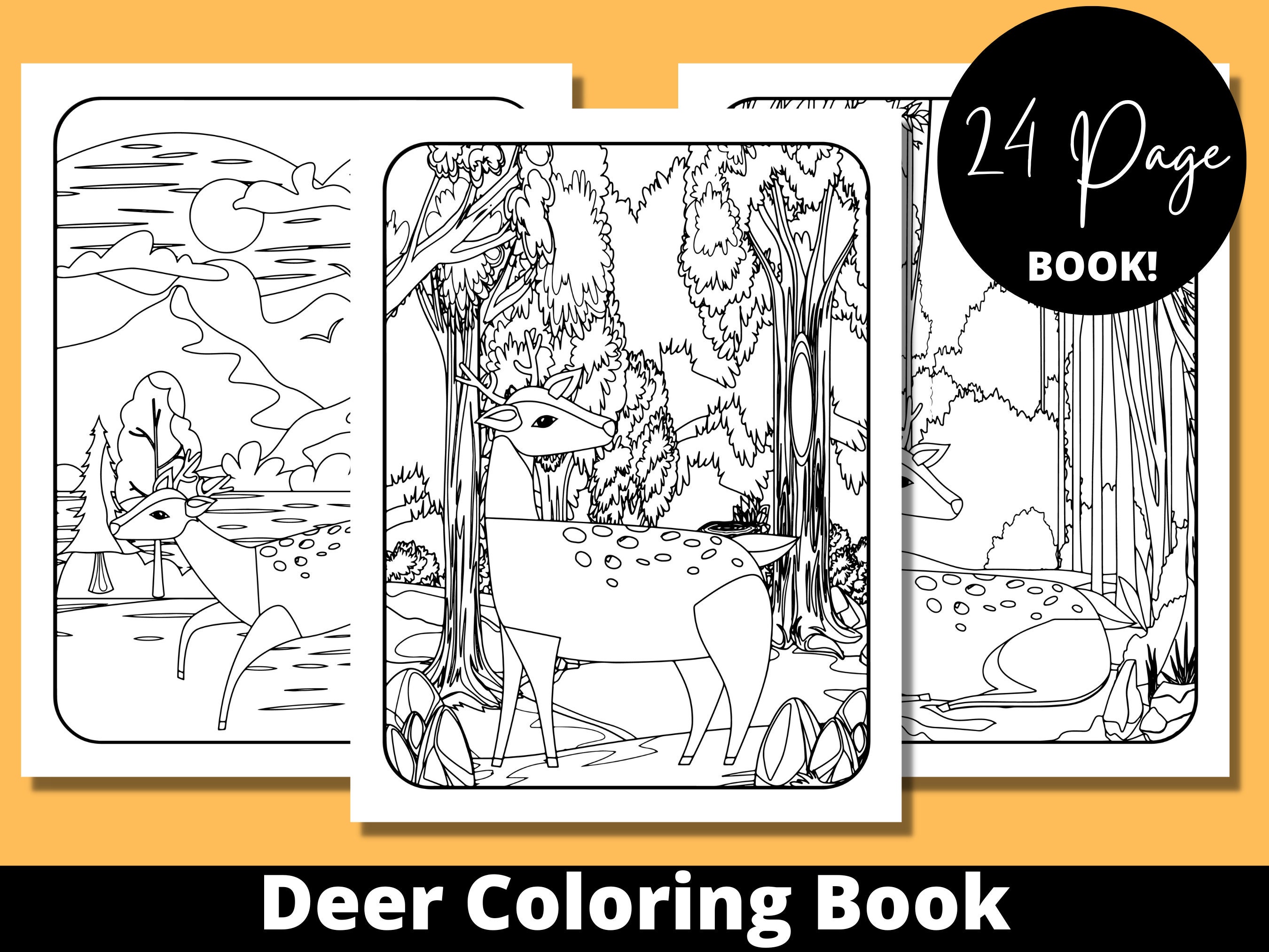 Deer Coloring Book Adult Coloring Book Deer Gifts Custom - Etsy