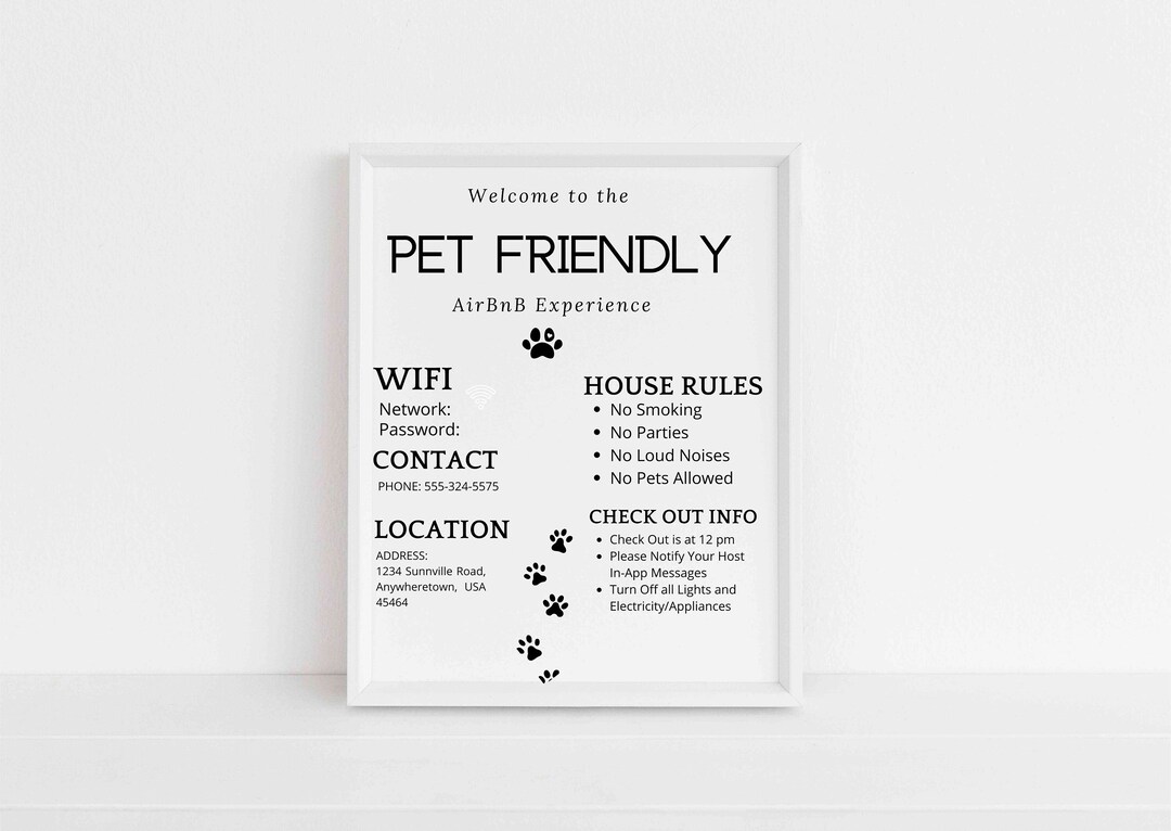 Pet Friendly Airbnb Template House Host Manual Guide Etsy