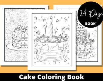 Libro para colorear de pasteles, Libro para colorear para adultos, Regalos de pasteles, Libro para colorear personalizado, Regalo para amantes de los pasteles, Páginas para colorear para adultos