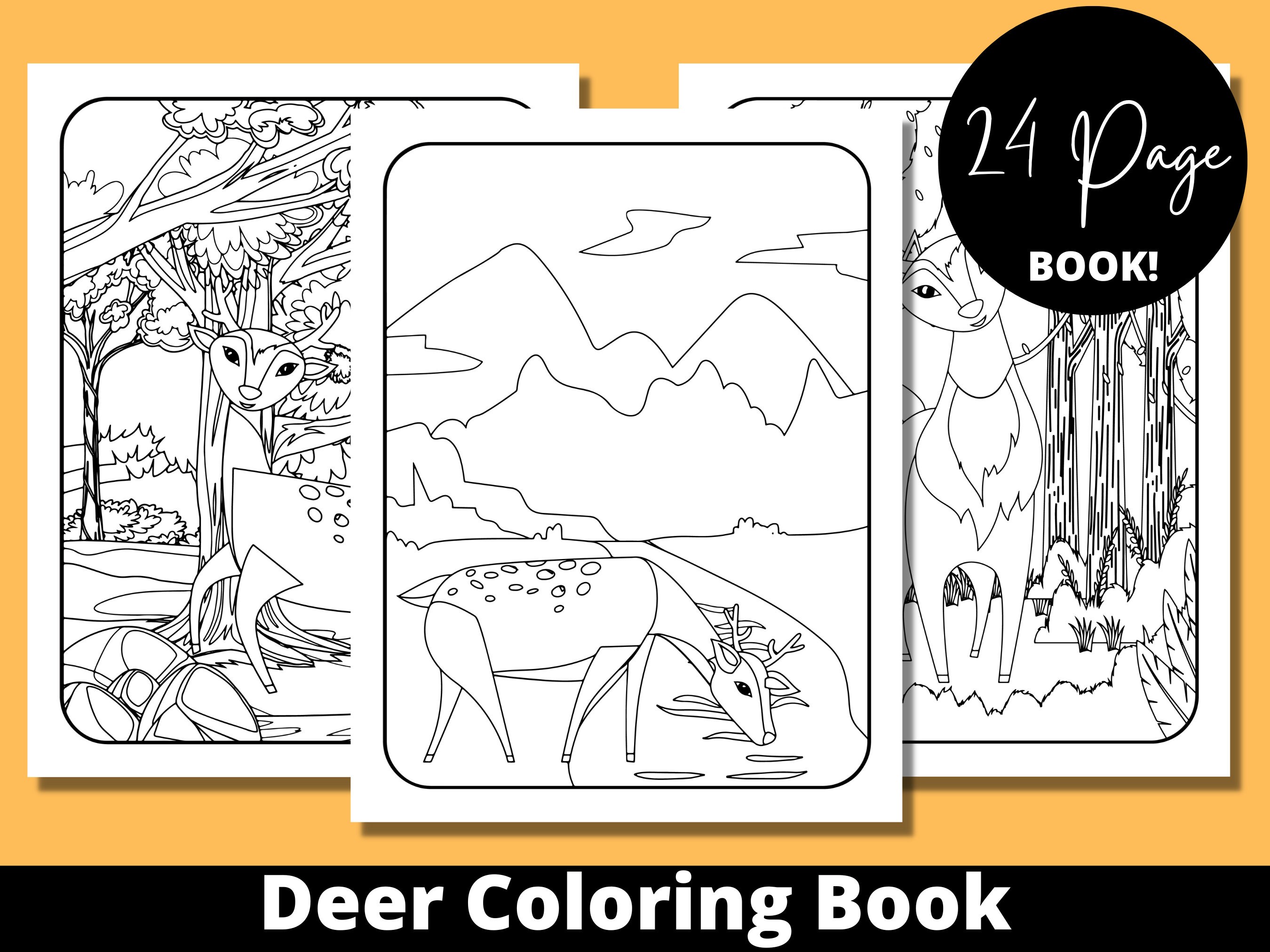 Deer Coloring Book Adult Coloring Book Deer Gifts Custom - Etsy