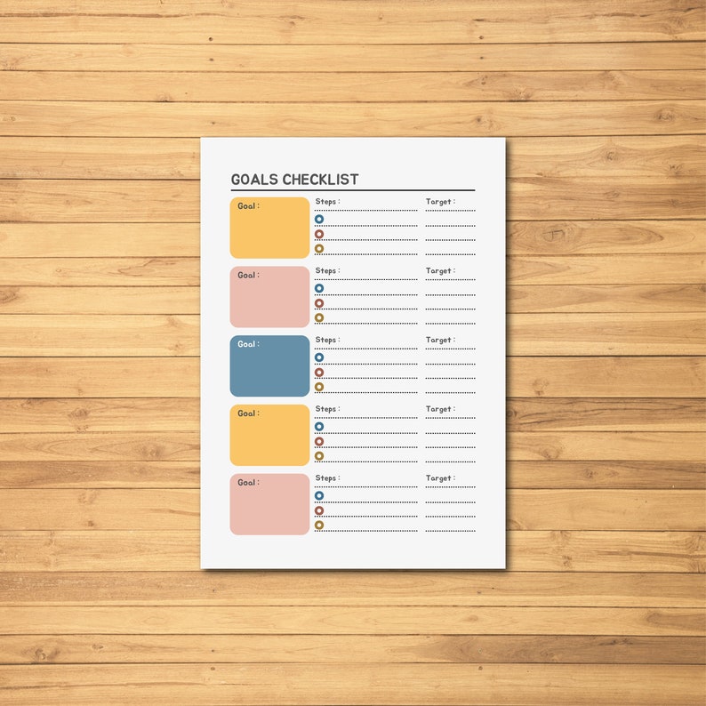 Goals Checklist Digital Printable Etsy