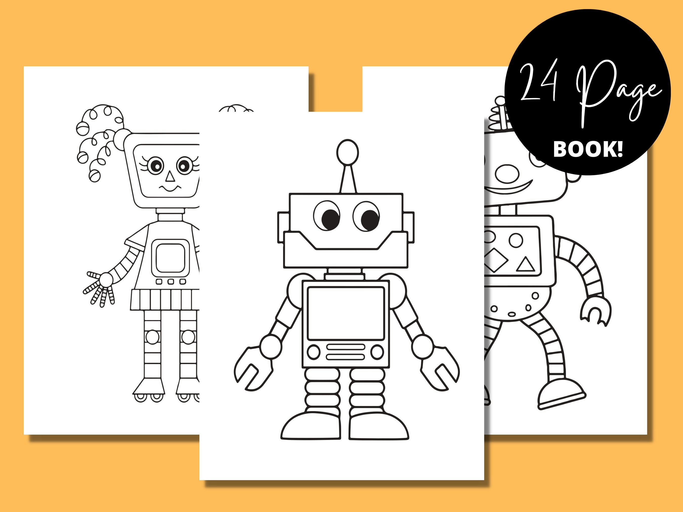 Robots Coloring Book, Adult Coloring Book, Robots Gifts, Custom ...