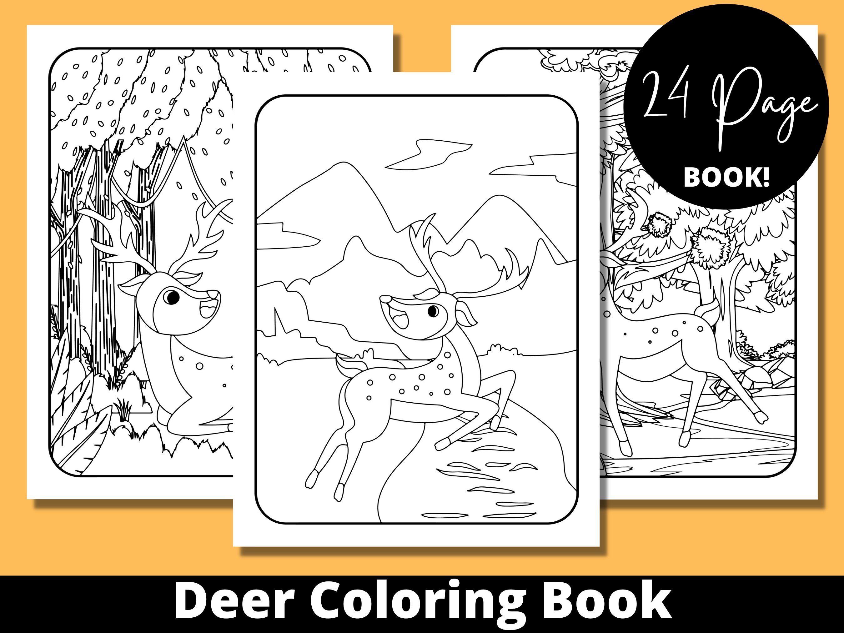 Deer Coloring Book Adult Coloring Book Deer Gifts Custom - Etsy