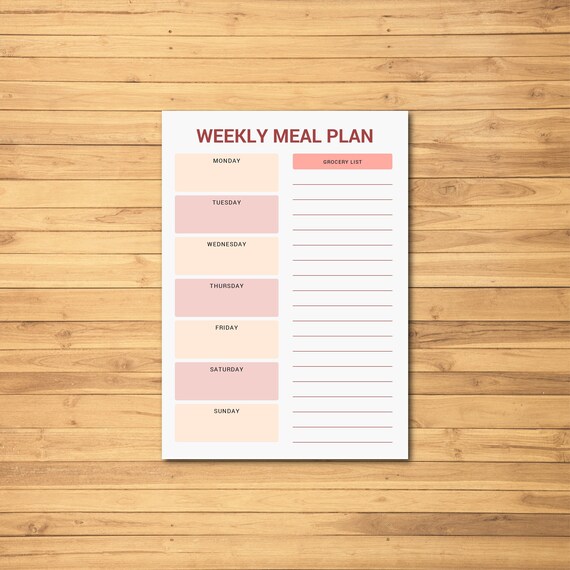 Weekly Meal Planner Digital Printable - Etsy