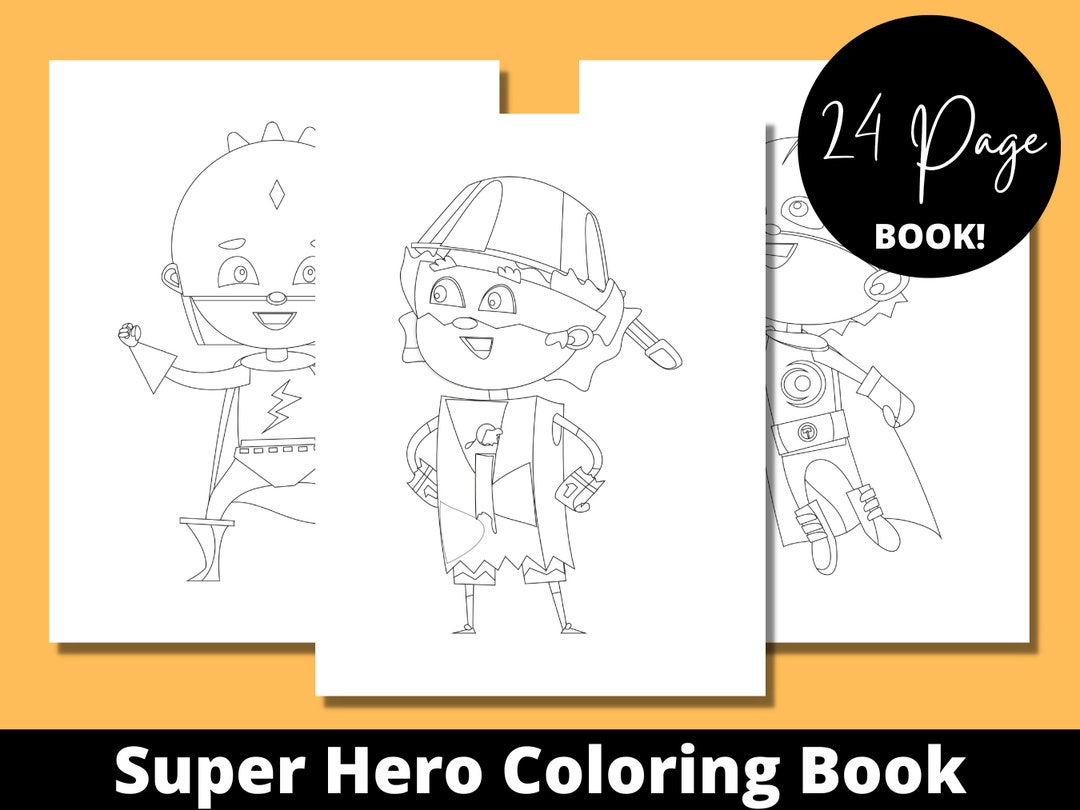 Super Hero Coloring Book, Adult Coloring Book, Super Hero Gifts, Custom ...