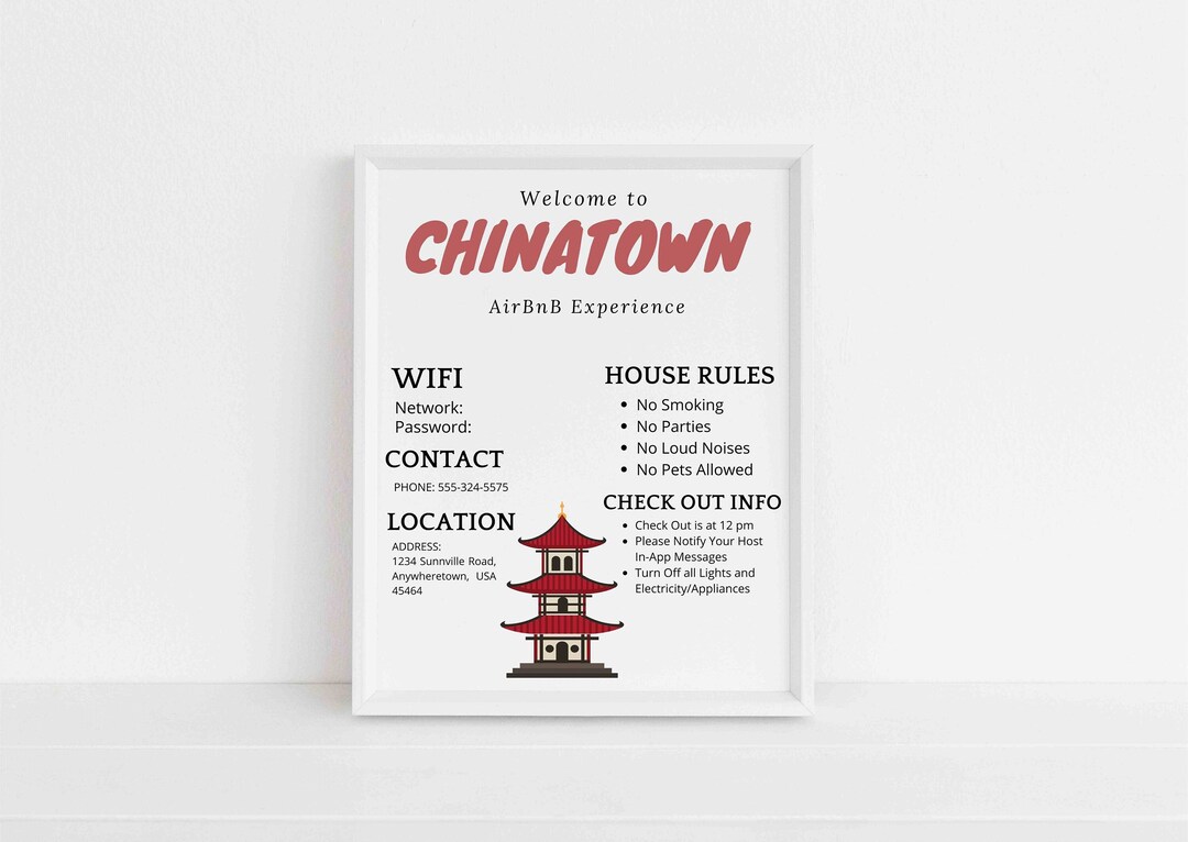 Chinatown Airbnb Template, House Host Manual Guide Book