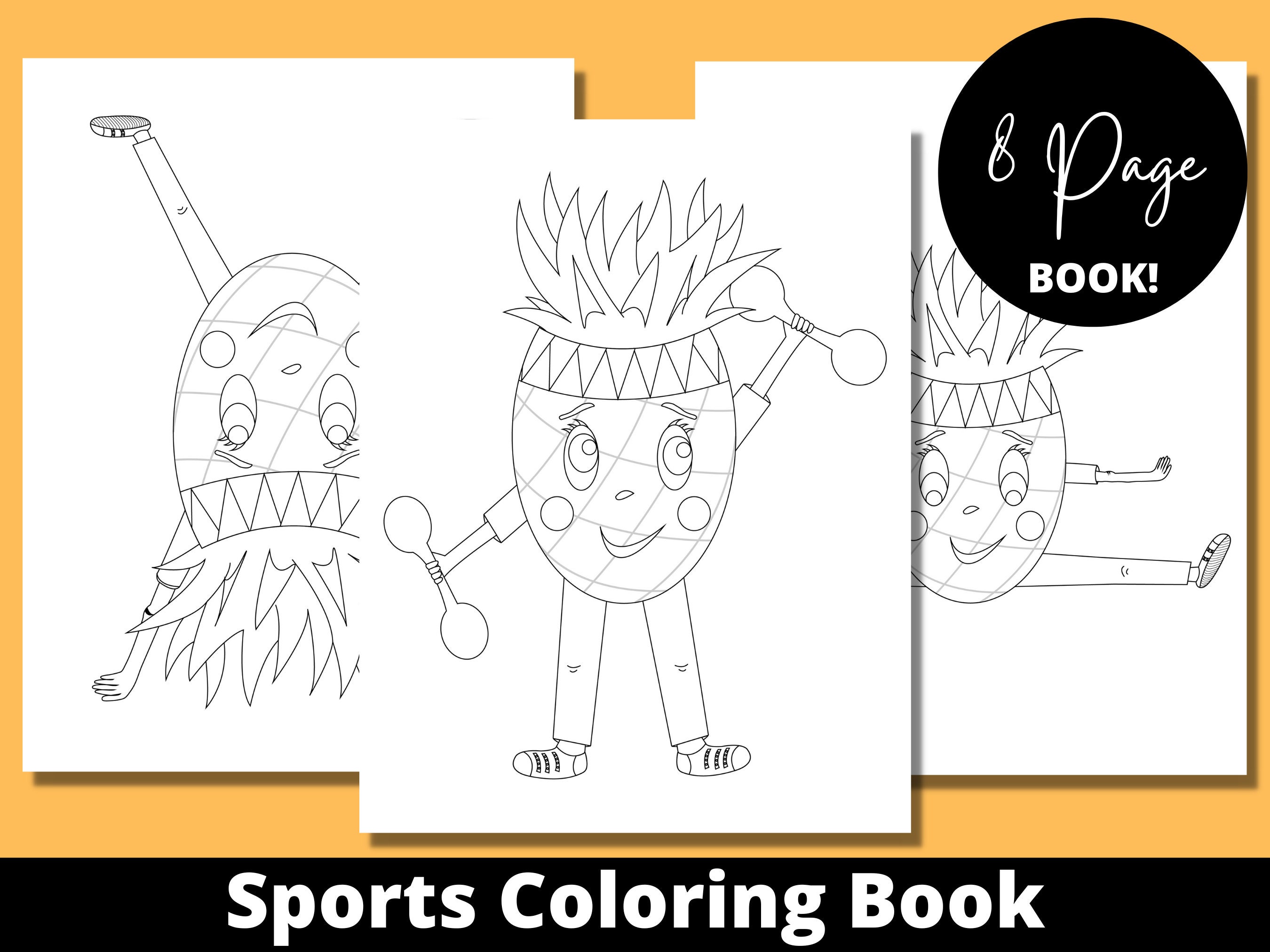 Sports Coloring Book, Adult Coloring Book, Sports Gifts, Custom