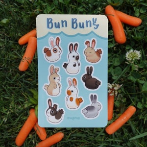 Bun Buns Sticker Sheet|| Cute, kawaii, vinyl bunny stickers, made for scrapbooking and more