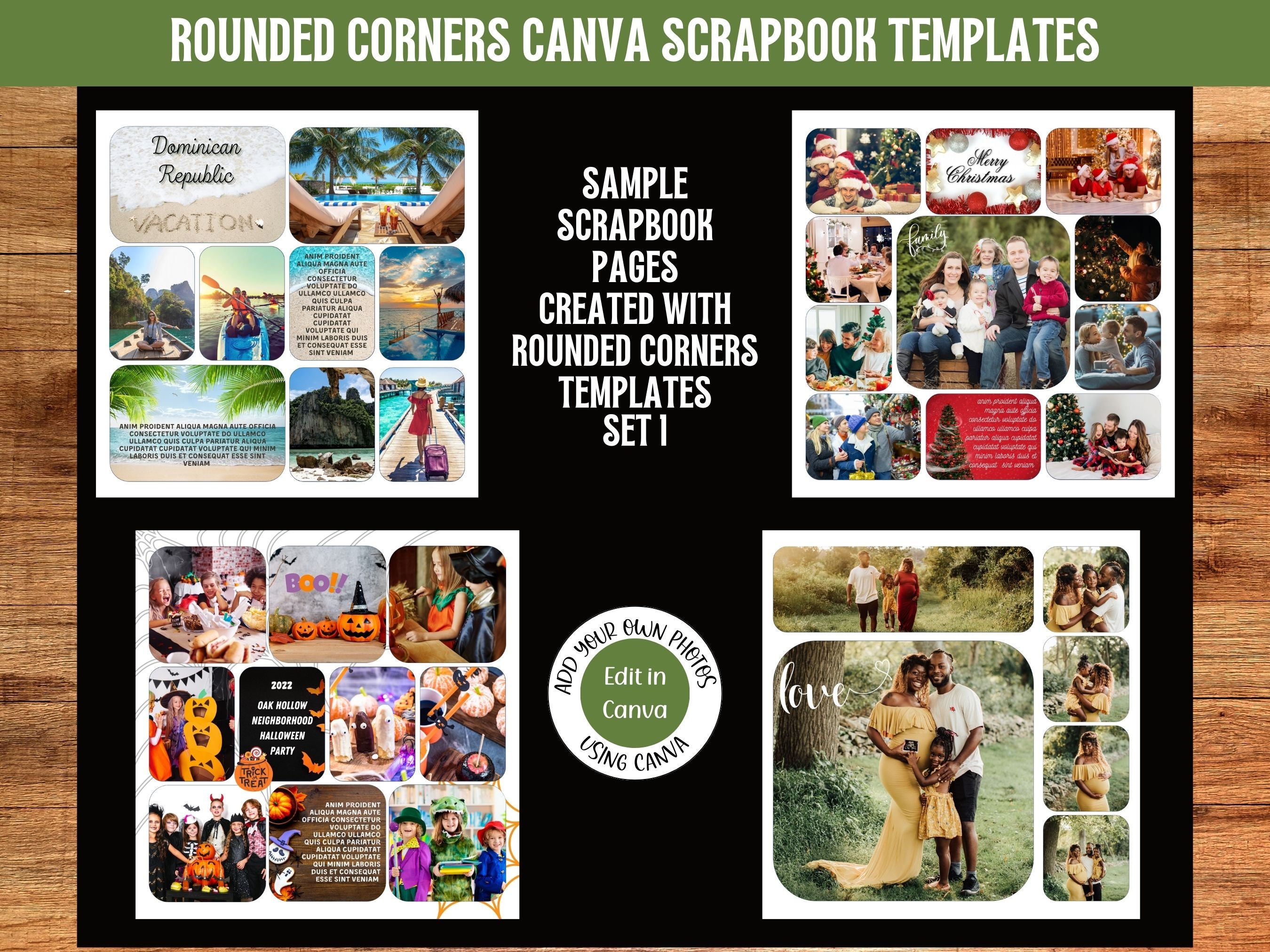 Rounded Corner Photo Templates Edit in Canva Set 1 Digital - Etsy