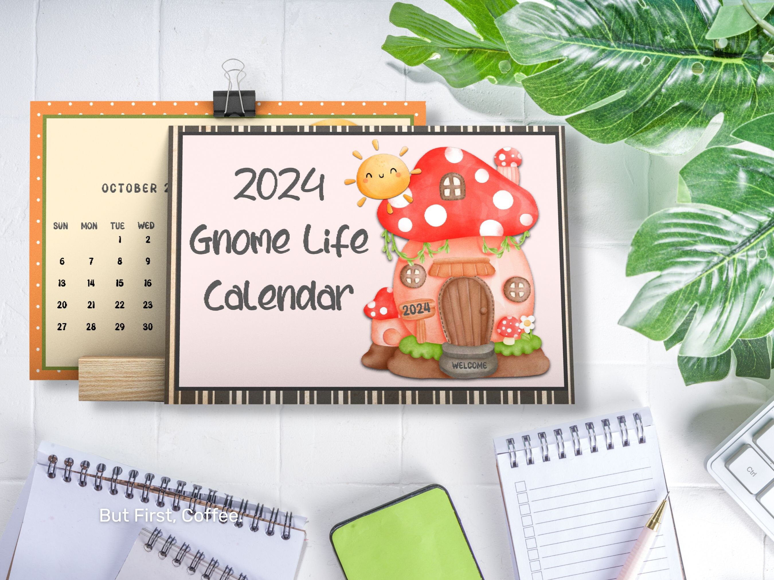 2024 Printable Gnome Calendar Gnome Desk Calendar Desk or Etsy UK