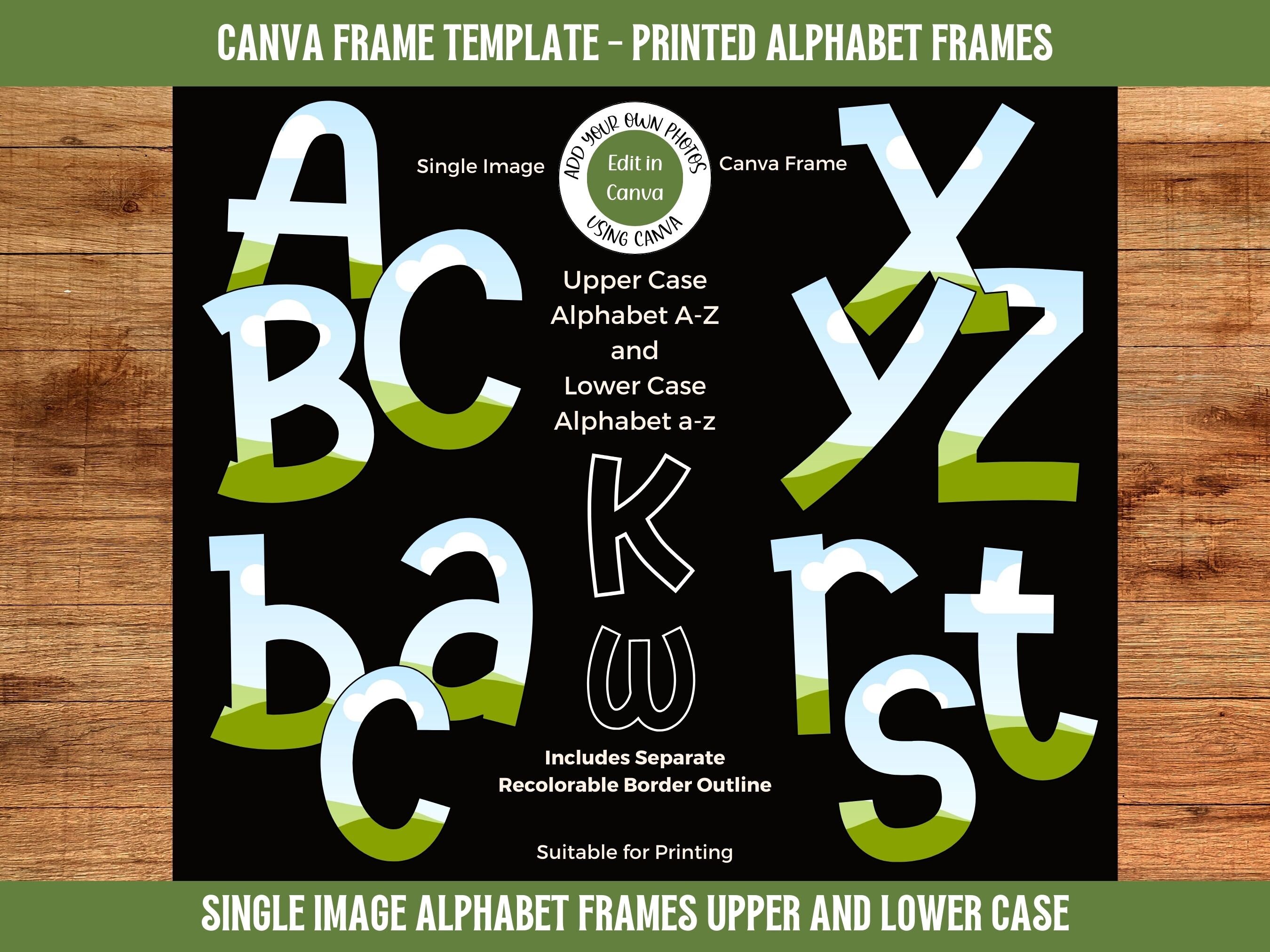 Canva Frame Alphabet Template: Upper & Lower Case Fillable Printed Font ...