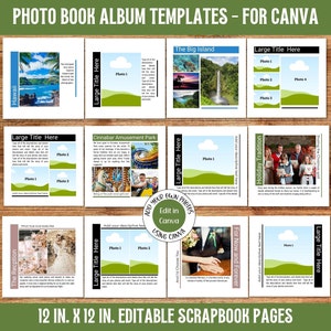 Photo Book 12x12 Scrapbook Canva Templates | Digital Photo Album Canva Scrapbooking Templates | Digital Download