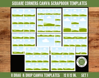 Plantillas de álbumes de recortes de Canva: Collage de fotos de 30,5 x 30,5 cm (descarga digital)