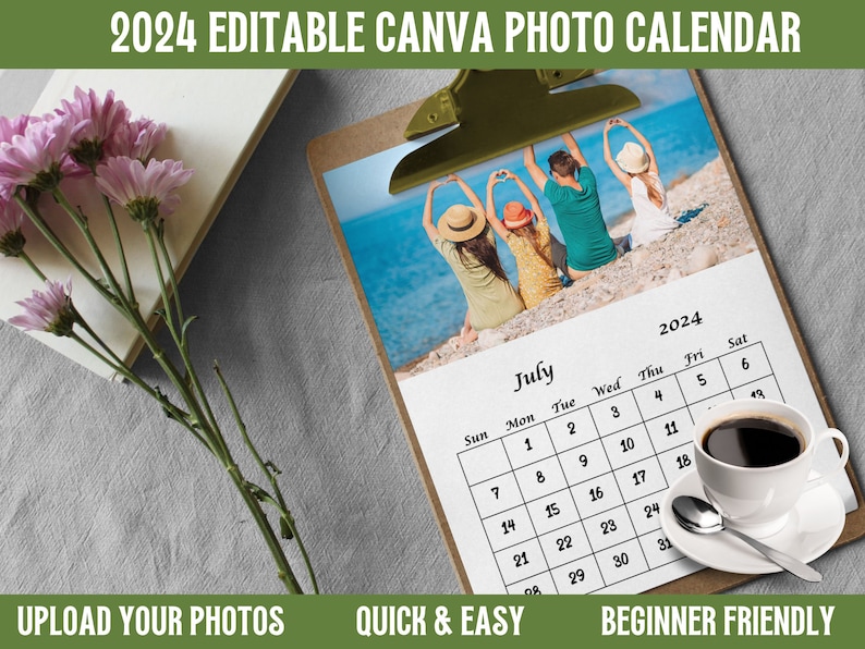 DIY Photo Calendar Template 2024 Canva Calendar Add Own Etsy