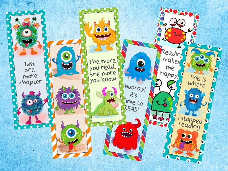 2024 Printable Monsters Wall Calendar and Bookmarks Combo Etsy France