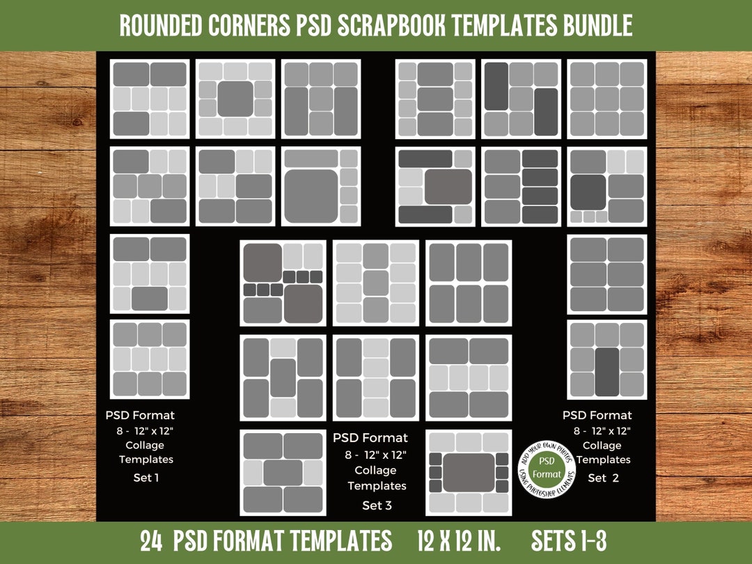 Ex Rounded Templates A Photo Collage 12x12 Scrapbook Templates: Rounded Corners Pocket Style ...