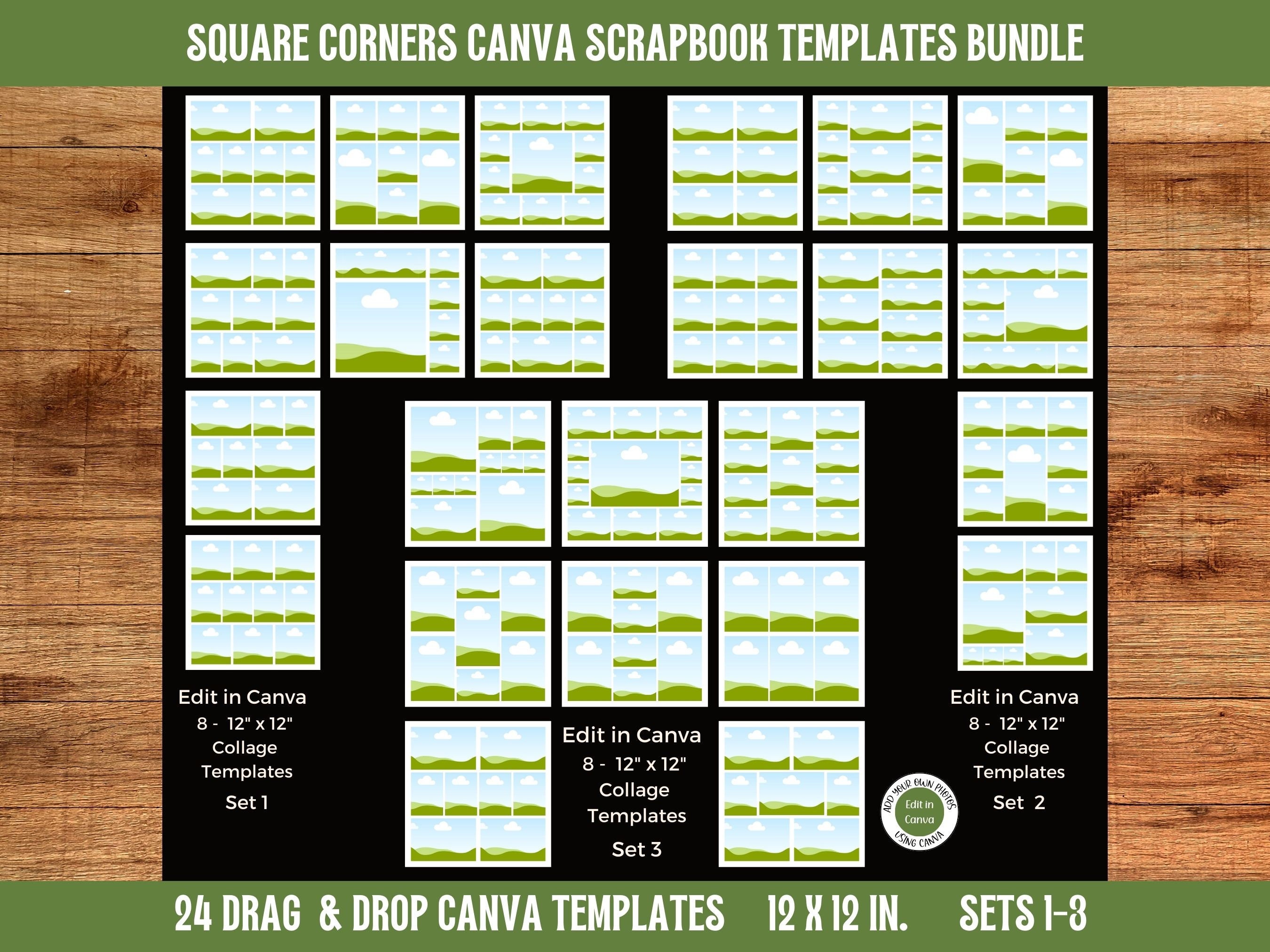 12 x 12 inch Scrapbook Page Templates (50 per set on a CD) - #L - The  Digital Scrapbook Teacher