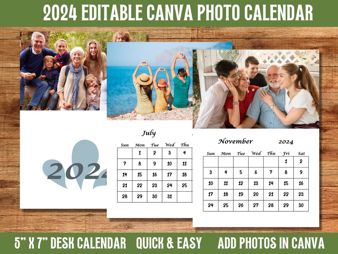 DIY Photo Calendar Template 2024 Canva Calendar Add Own Etsy