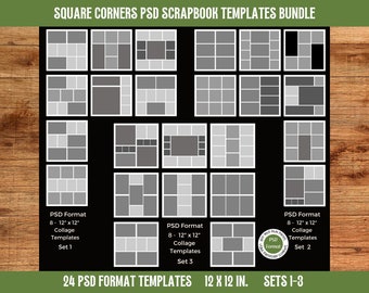 Photo Collage 6x8 Canva Scrapbook Templates Set 2 Square Corner Digital ...