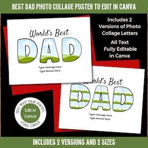 Plantilla de marco de Canva de collage de fotos de papá / Póster de papá imprimible con marcos de letras individuales y divididos para editar en Canva / Descarga digital
