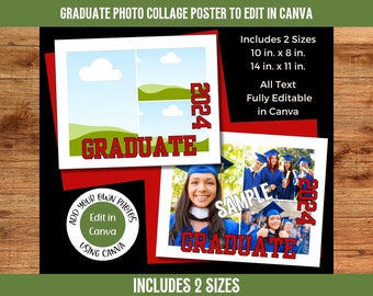 Graduation Photo Collage Template: Canva Printable Poster (Digital Download)