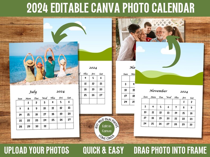 DIY Photo Calendar Template 2025 Canva Calendar Add Own Etsy