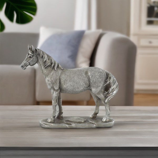 Silver Horse Statue Etsy