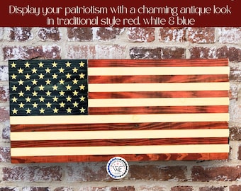 Rustic American Flag | Wooden Patriotic Wall Art Decor | Distressed ...