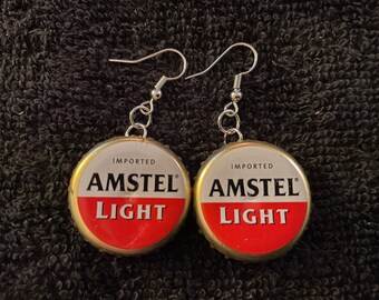 Recycled Amstel Light Beer Bottle Cap Earrings FREE SHIPPING!