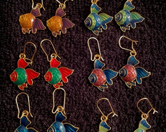 Enamel Shiny Betta Fish Earrings